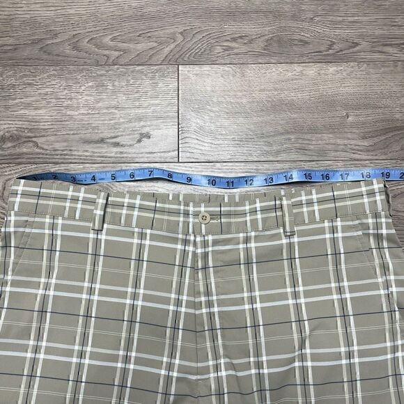 Nike Golf Shorts Mens 36 Beige Plaid Performance Dri Fit Sports Moisture Wicking - Picture 6 of 9